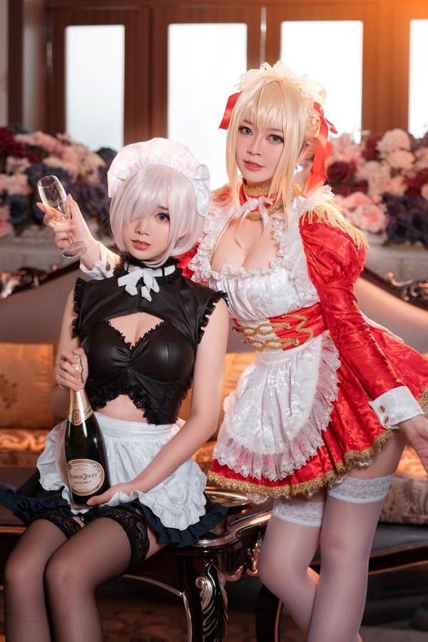 网红Coser@半半子X面饼仙儿 Claudius x Kyrielight Maid [22P/224MB]