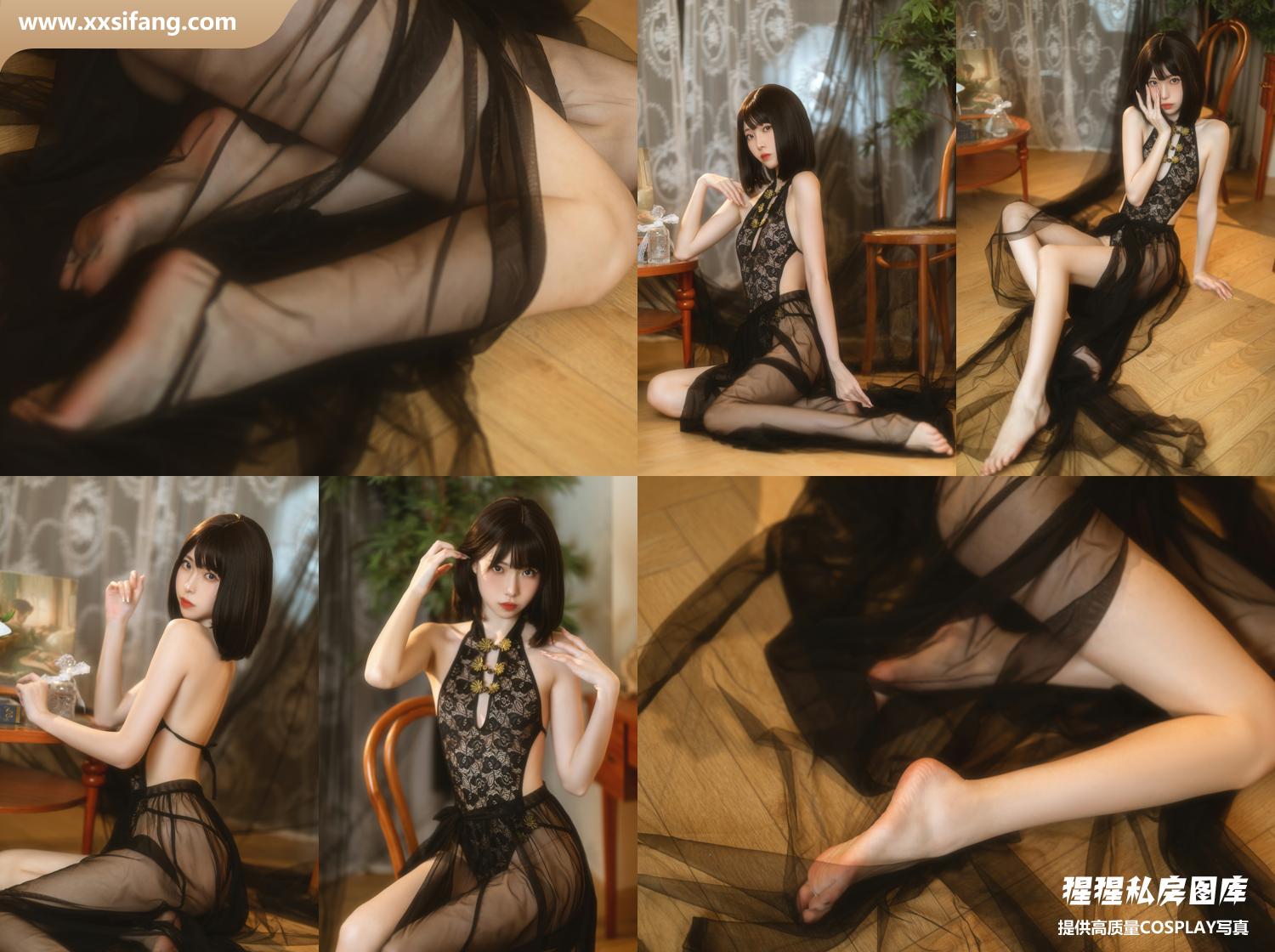 [图片2]-许岚LAN COSPLAY写真集《纯欲黑纱旗袍 》超高清套图下载[40P/1.17G]插图-猩猩私房