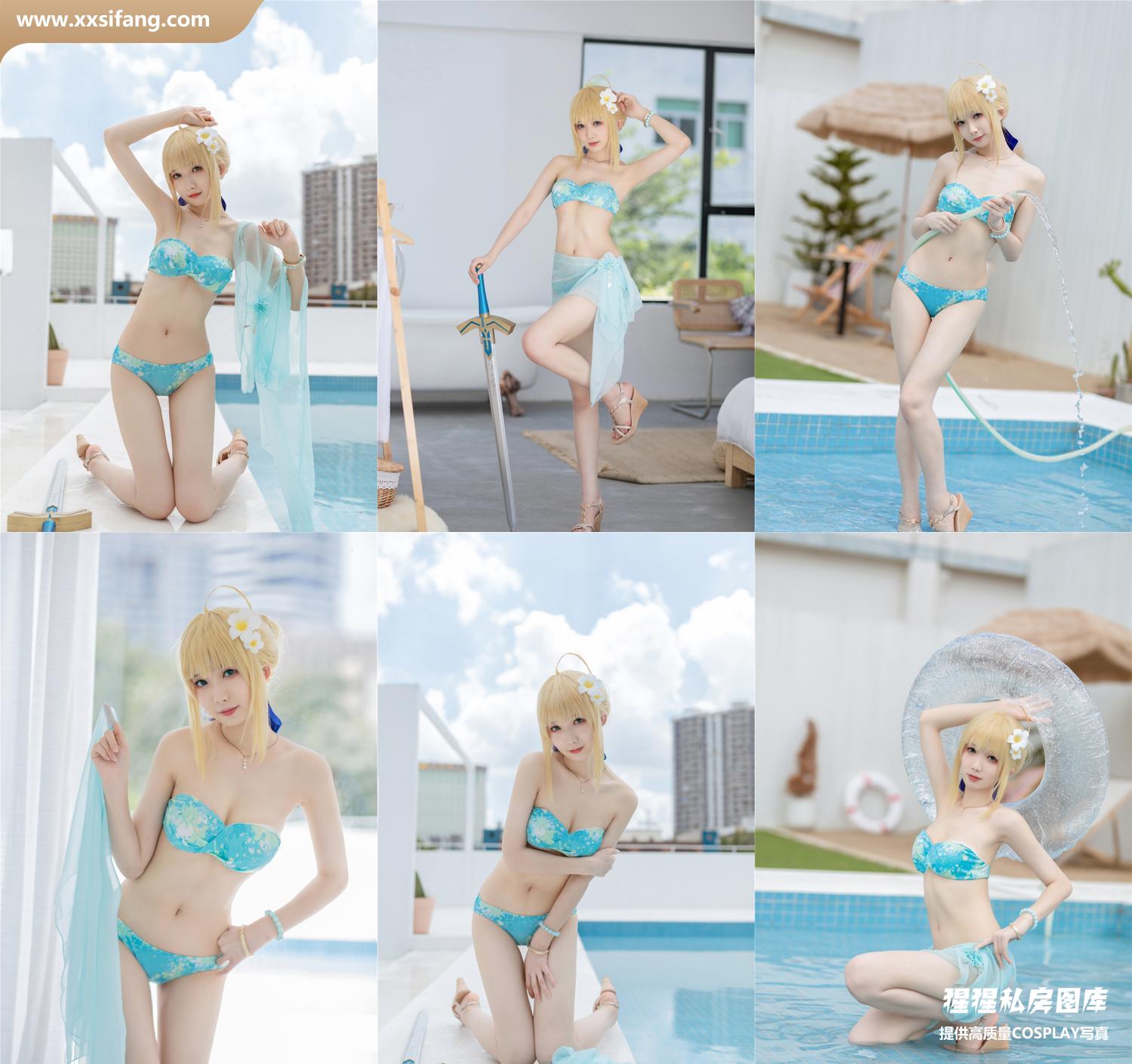 [图片2]-封疆疆v COSPLAY写真集《阿尔托莉雅·潘德拉贡 泳装》超高清套图下载[40P/46M]插图-猩猩私房