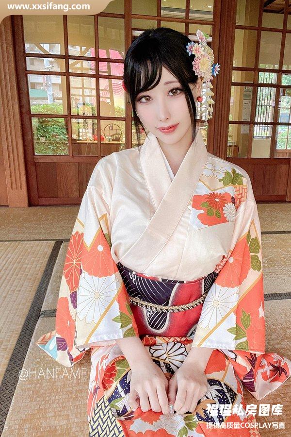 HaneAme雨波写真集《花魁Flower Print Kimono Girl》高清套图下载[46P]